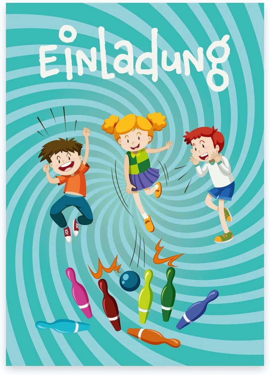 12 Premium uitnodigingskaarten voor kinderverjaardag + 12 enveloppen, postkaart, 10,5x14,8cm, met voorgedrukte tekst - ShopVlot