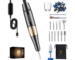 FOOCCA® Elektrische Nagelvijl - Nagelfrees 30000 RPM - Bedraad - Pen Pro - 12 Bitjes + 65 Schuurrolletjes + 3 Accessoires - Nagelstofkap - Manicure en Pedicure Set - Ergonomische Aluminium Behuizing - Eeltverwijderaar - Kalknagels