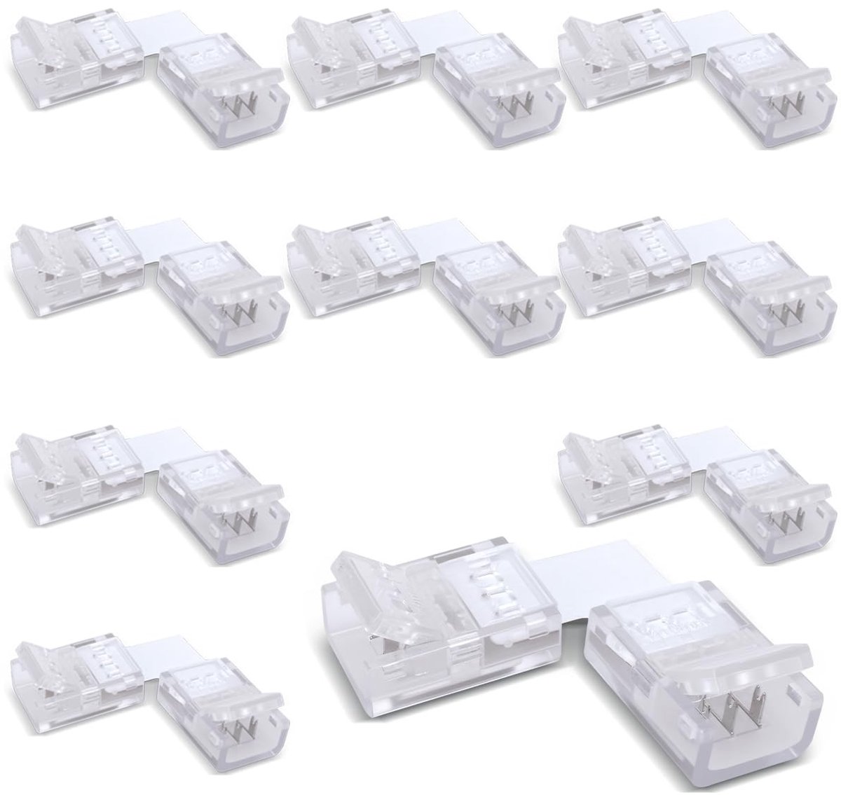Ronte - Strip Connector Wire voor 8MM 3 Pin LED-licht, dubbele zijstrook, L-type - Set van 10 stuks