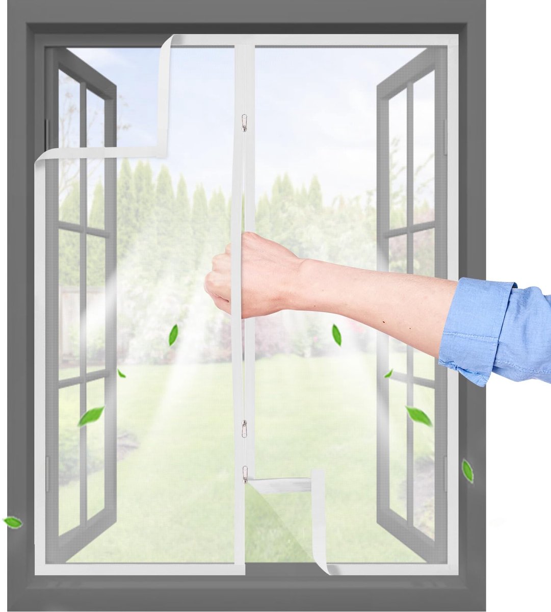 SnelShoppen - Vliegengaas Venster met Klittenband & Rits, Wit, 75x140 cm voor Makkelijke Bevestiging en Effectieve Insectenbescherming in Huis, Tuin o