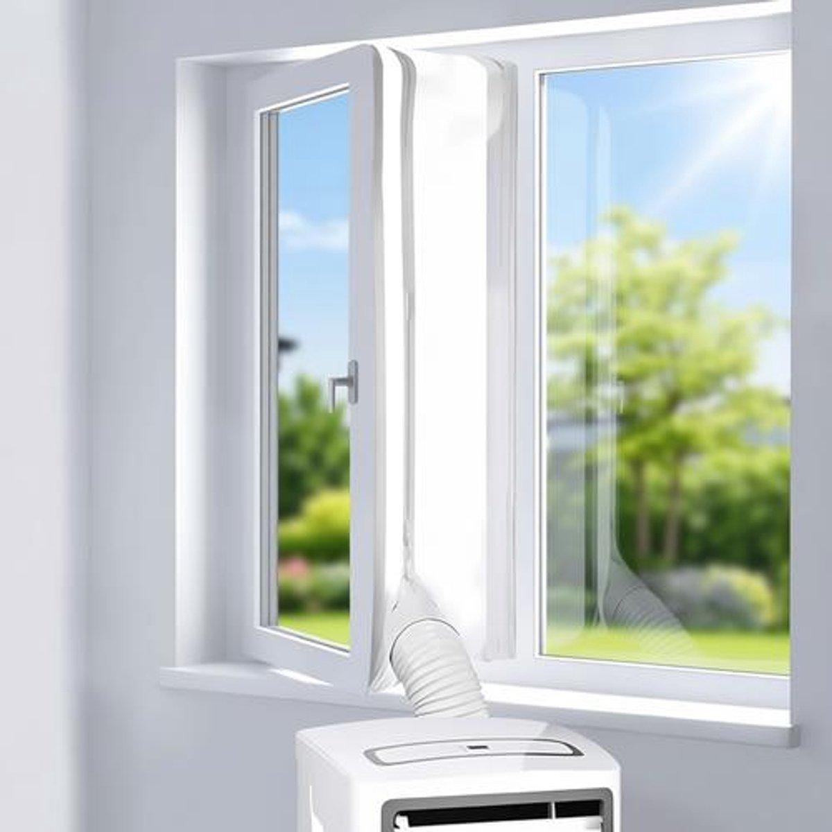 Raamafdichting voor mobiele airconditioner 300 cm – universeel voor airco, wasdroger, luchtafvoer – geen boren nodig
