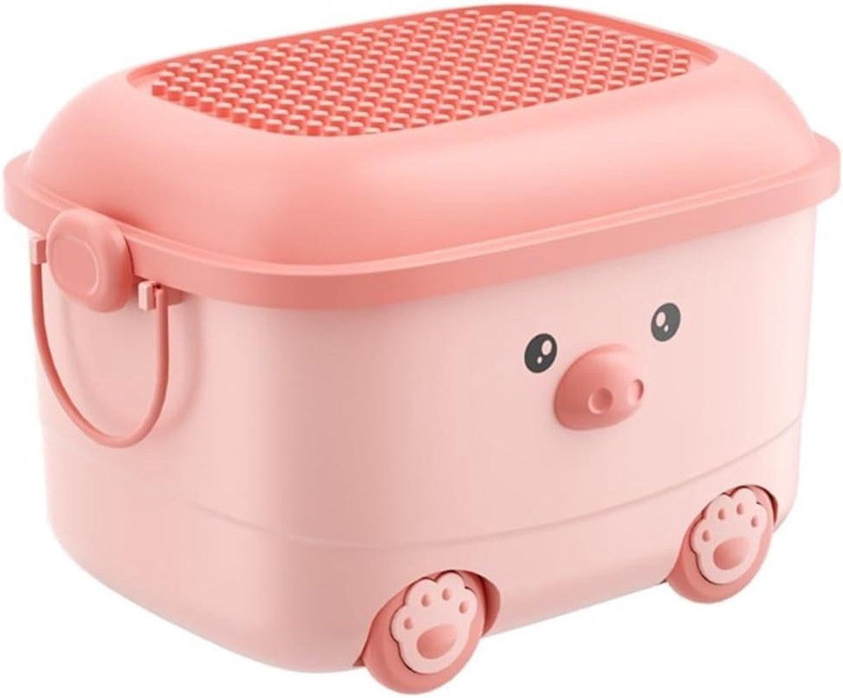 Speelgoed Opbergdoos - Speelgoedmand Opberger - Kinderkamer Organiseren - Met Bouwsteen Compatibiliteit - 45 x 35 x 29 cm - Roze