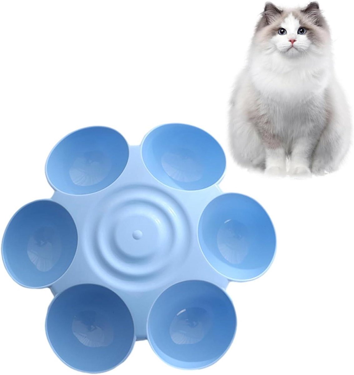 Bloemvormige Voerbak - Voerbak Hond Kat - Comfortabel Eten - Ergonomisch Kantelontwerp - 333L x 31B x 105H cm - Blauw