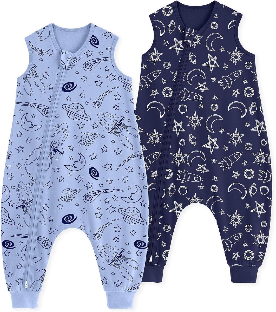 Baby Slaapzak - Zomerslaapzak Kinderen - Veilig Slapen - Met Voetjes - 80 cm - Blauw Sterren