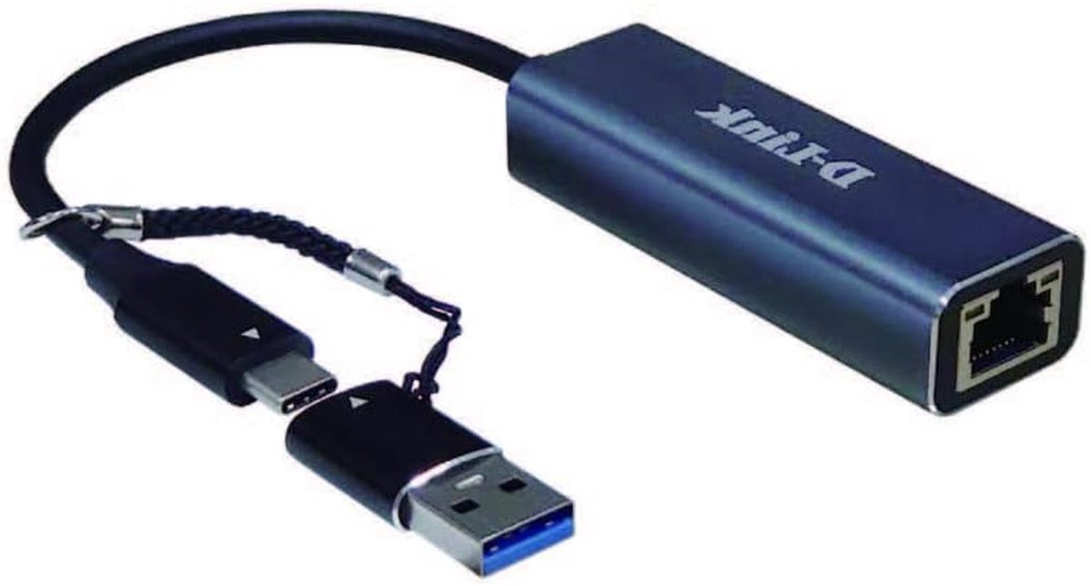 Ethernet Adapter - Netwerk Adapter LAN - Sneller Internet - 2.5 Gigabit Snelheid - USB-C/USB - Zwart
