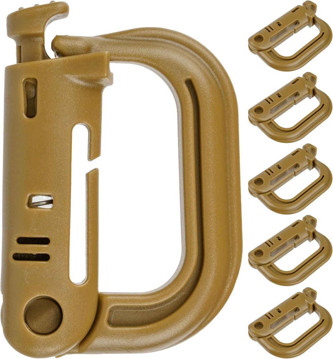 SnelShoppen - Carabiner D-Vorm Plastic Molle Carabiner voor Tactische Uitrusting, Rugzak, Sleutelhanger, Beltsluiting, ABS, Buiten Hangen Haak, 2 Stuk
