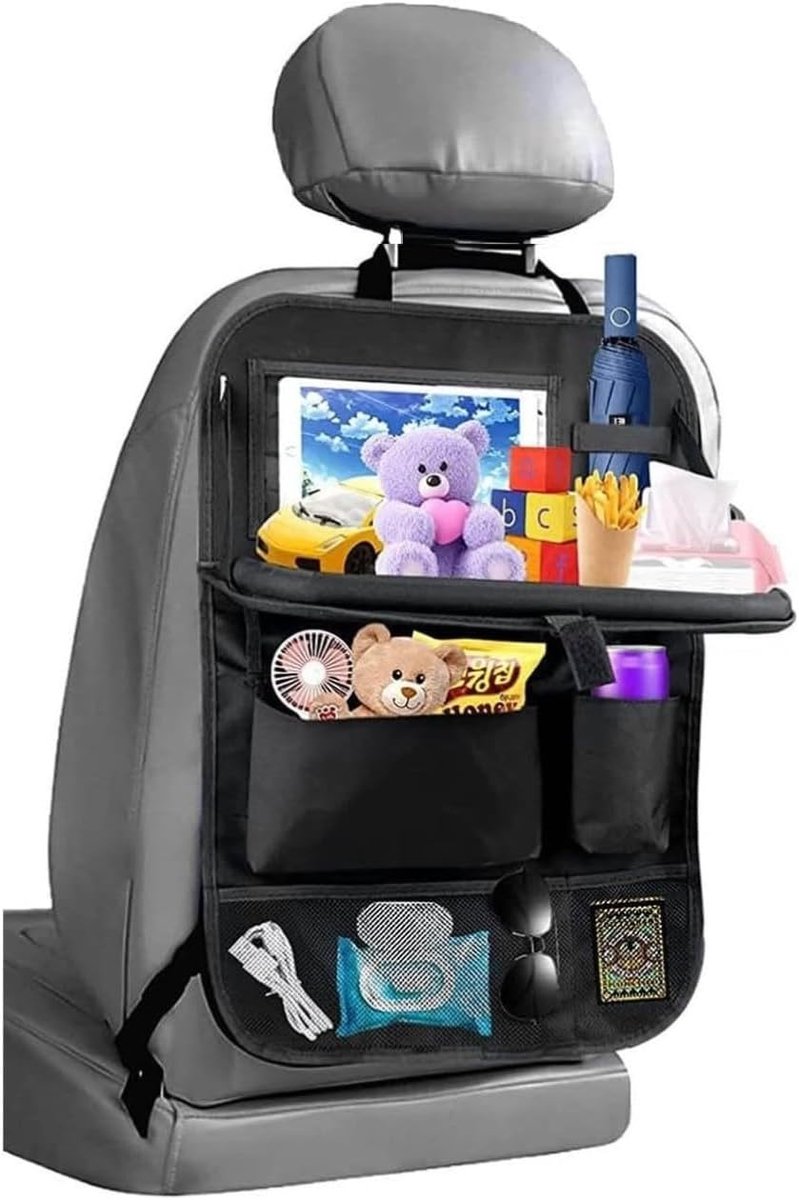 SnelShoppen - Auto Rugleuning Beschermer en Organizer, Rugleuning Bescherming, Auto Stoel Organiser, Achterbank Organizer met Tablet/Telefoon Opbergru