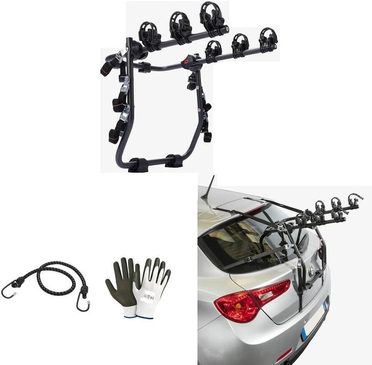 Fietsendrager 3 Fietsen - Fietsdrager Achterklep - Vervoer Fietsen - Voorgemonteerd Model - Max 45kg - Zwart