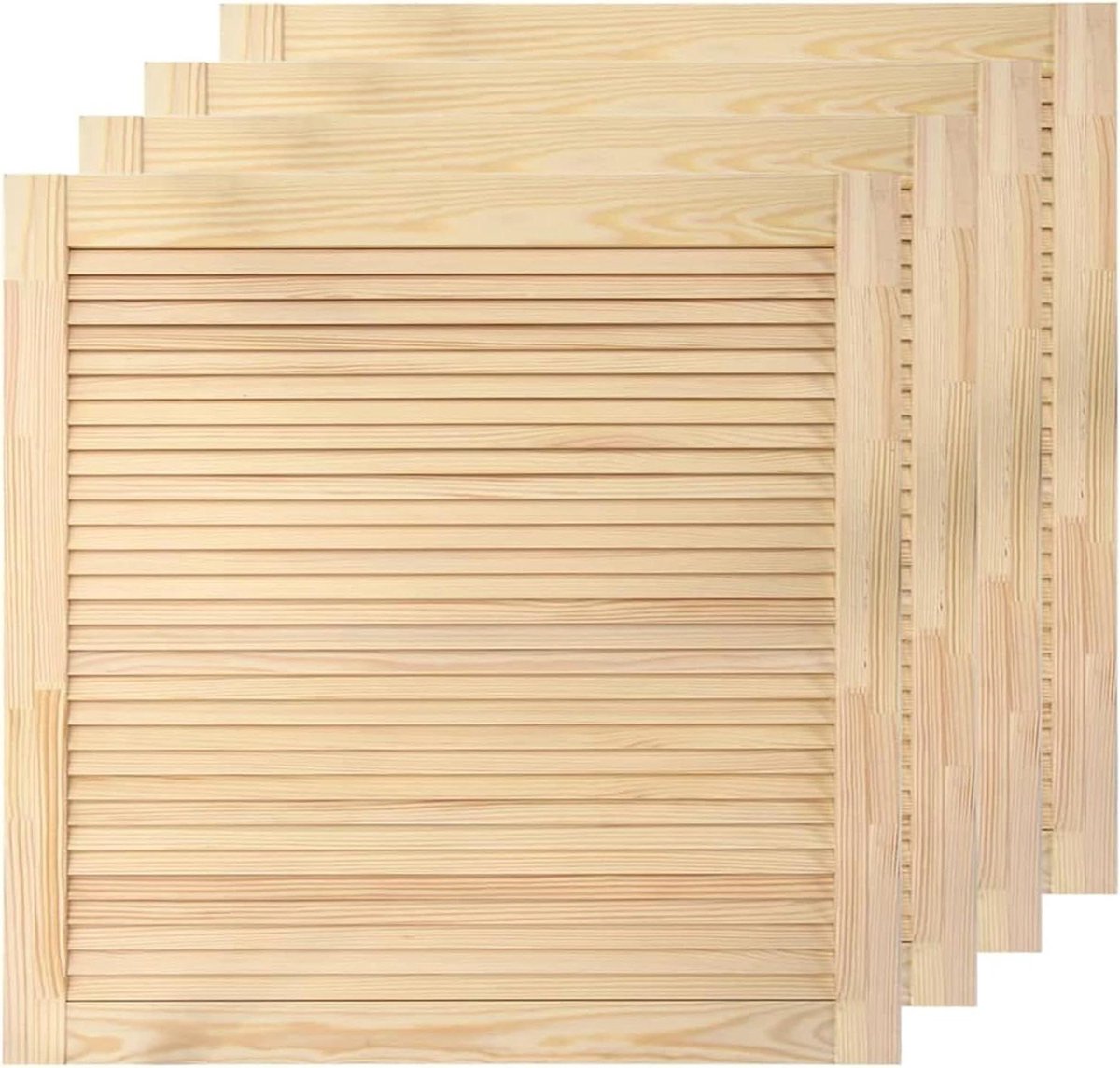 Houten Lamellen Deuren - Kastdeuren Shutters - Ruimte Verdelen - Open Lamellen Structuur - 39.5 x 39.5cm - Onbehandeld Hout