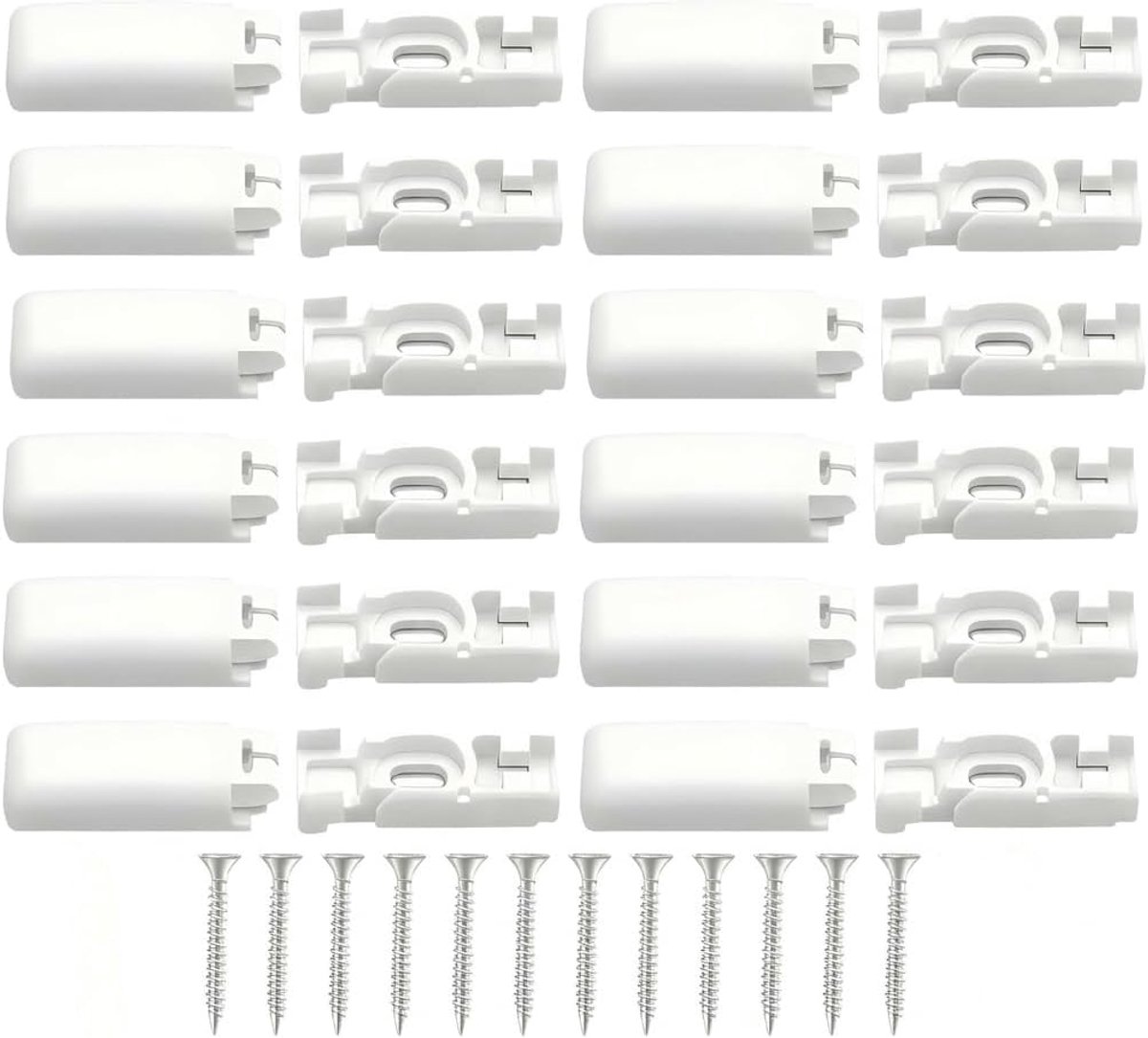 SnelShoppen - 12 stuks klemdragers voor plisségordijnen zonder boren, universele bevestiging, witte montageaccessoires voor raamkozijn, ideaal voor th
