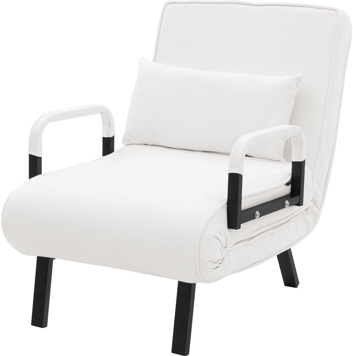 ML-Design | Slaapfauteuil met slaapfunctie 186x60 cm van staal/chenille, wit; fauteuil met slaapfunctie, opklapbaar; slaapfauteuil; opklapbare fauteuil; slaapbank