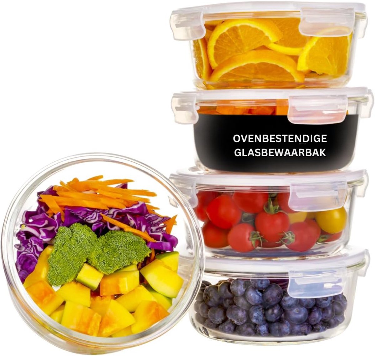 Zavio® Glazen Vershoudbakjes - Glazen Opbergbakjes - Met Deksel