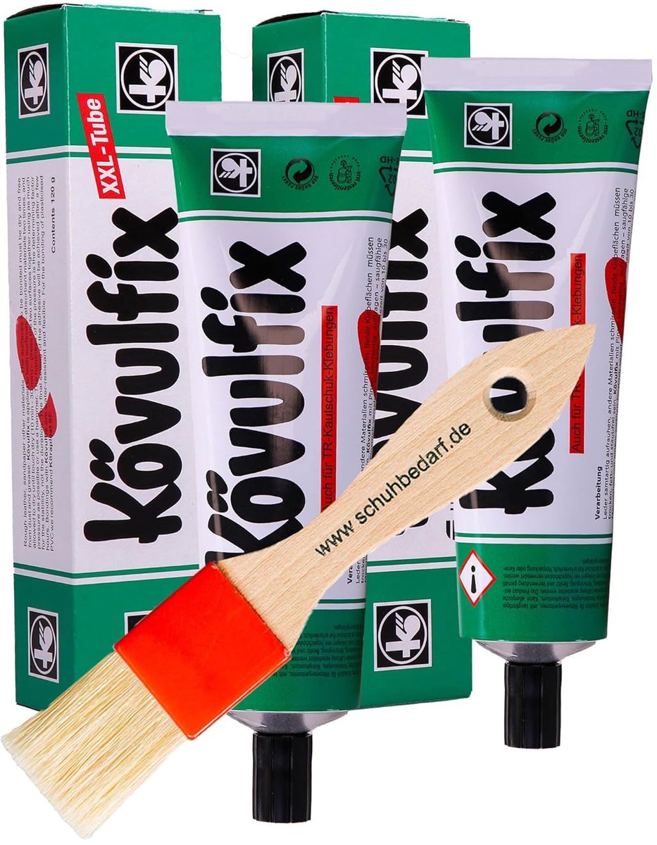 Kövulfix contactlijm set 240g + penseel – schoenlijm extra sterk, waterbestendig & flexibel – alleslijm voor leer - ShopVlot