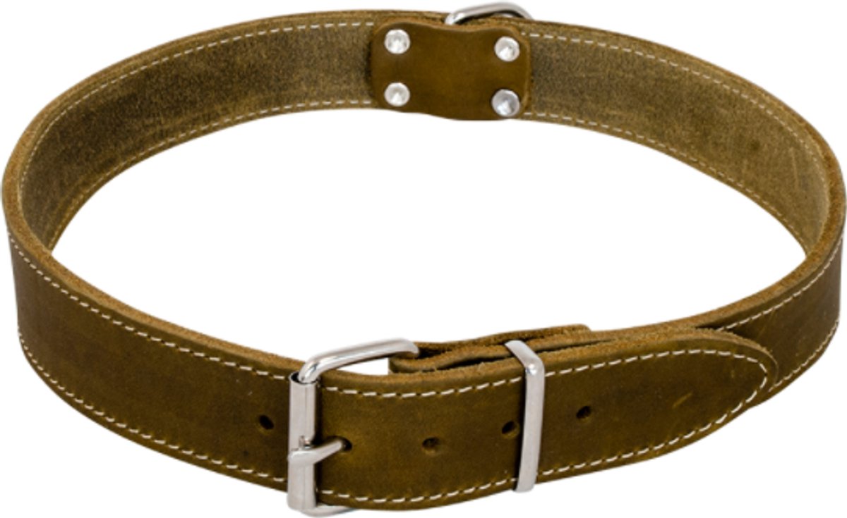 Jack & Vanilla leren halsband vetleder groen 30mm 70cm