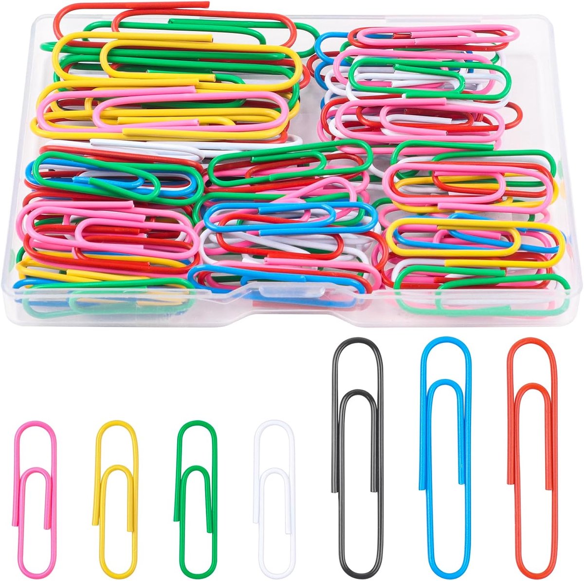 100 stuks gekleurde paperclips set, Caianwin 33 mm paperclips medium en 50 mm grote paperclips metalen paperclips met - ShopVlot