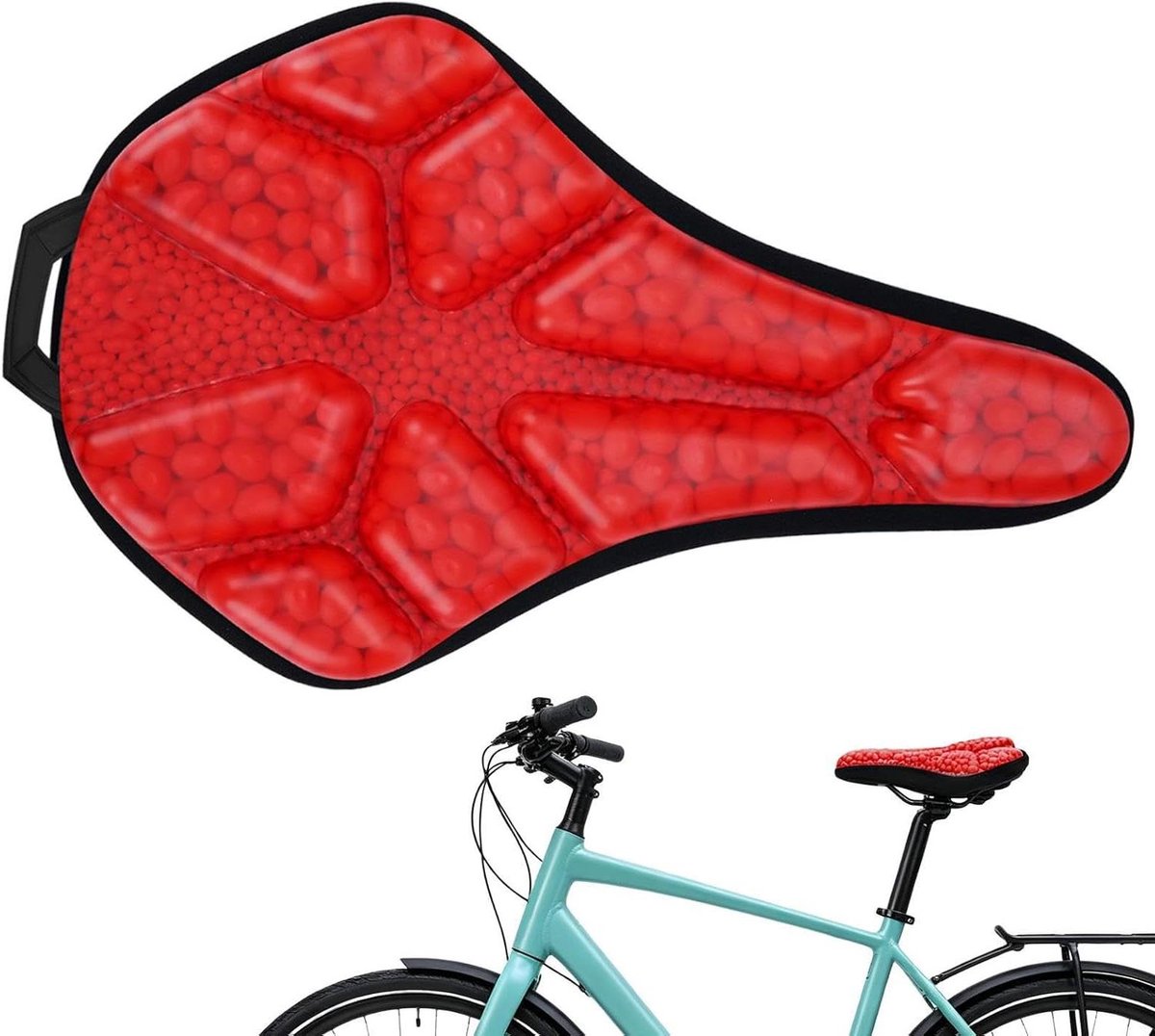 Fietszadelkussen - Zacht gewatteerd zitje - Comfortabel fietsen - Schokabsorberend EVA - 28.5 cm - Rood
