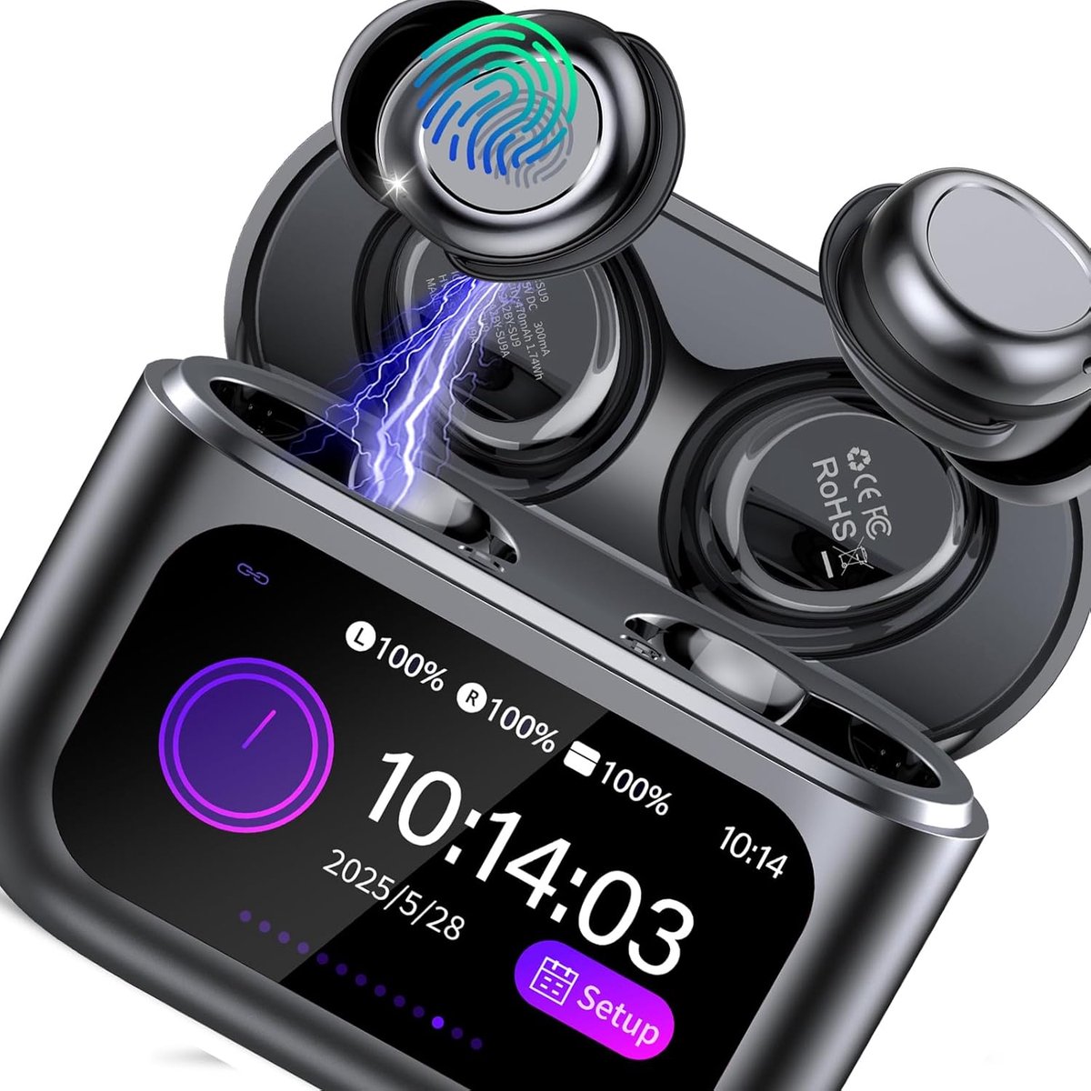 SnelShoppen - Bluetooth Hoofdtelefoon Mini Slaap Hoofdtelefoon met Geluidsisolatie, Bluetooth 5.4, Touchscreen, Draadloze In-Ear Hoofdtelefoon, IPX7 W