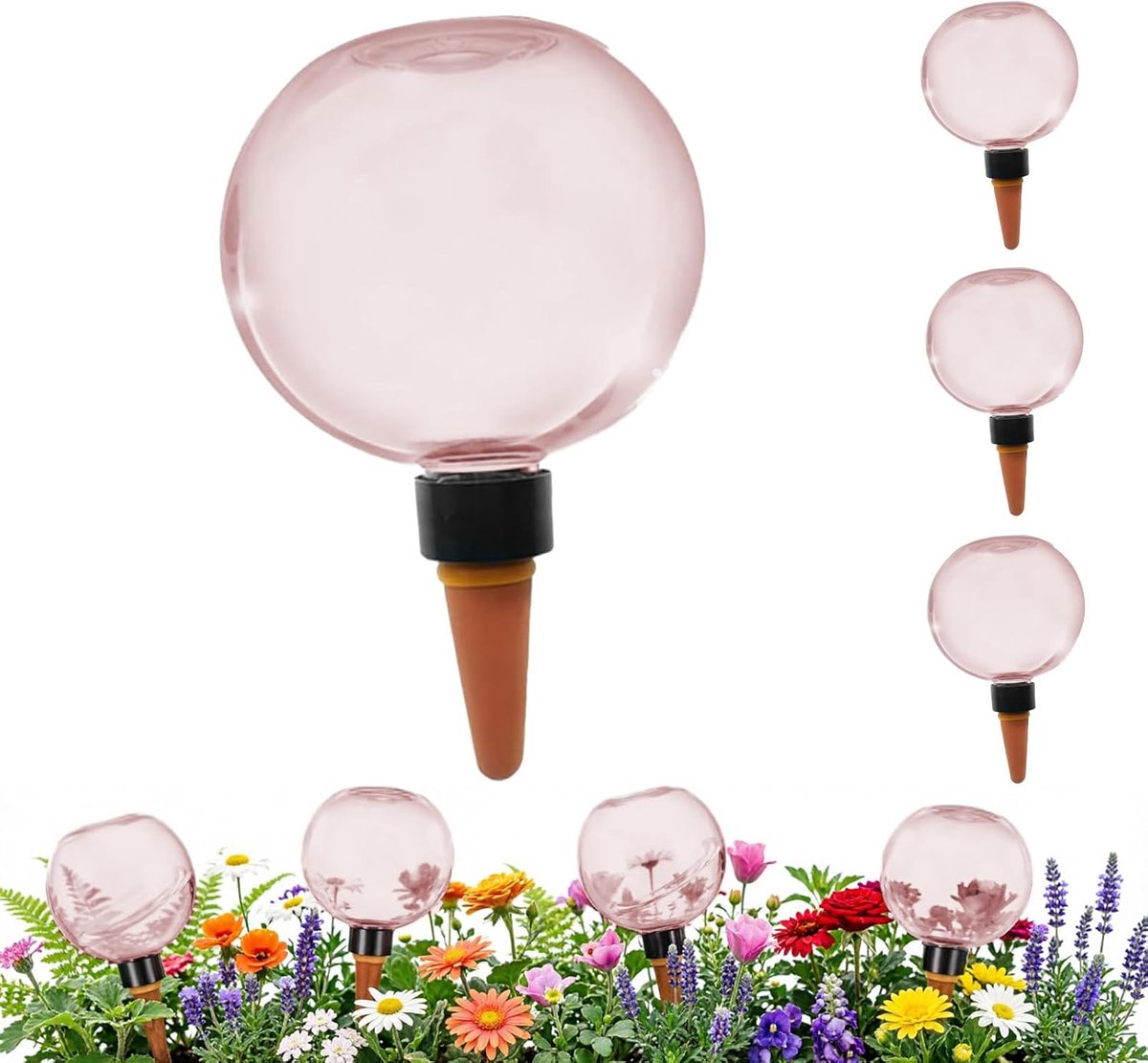 SnelShoppen - Bewateringsballen voor Planten Set van 4 - Automatische Irrigatie en Zelfbewatering voor Kamerplanten, Balkon en Tuin - Roze - 500 ml In