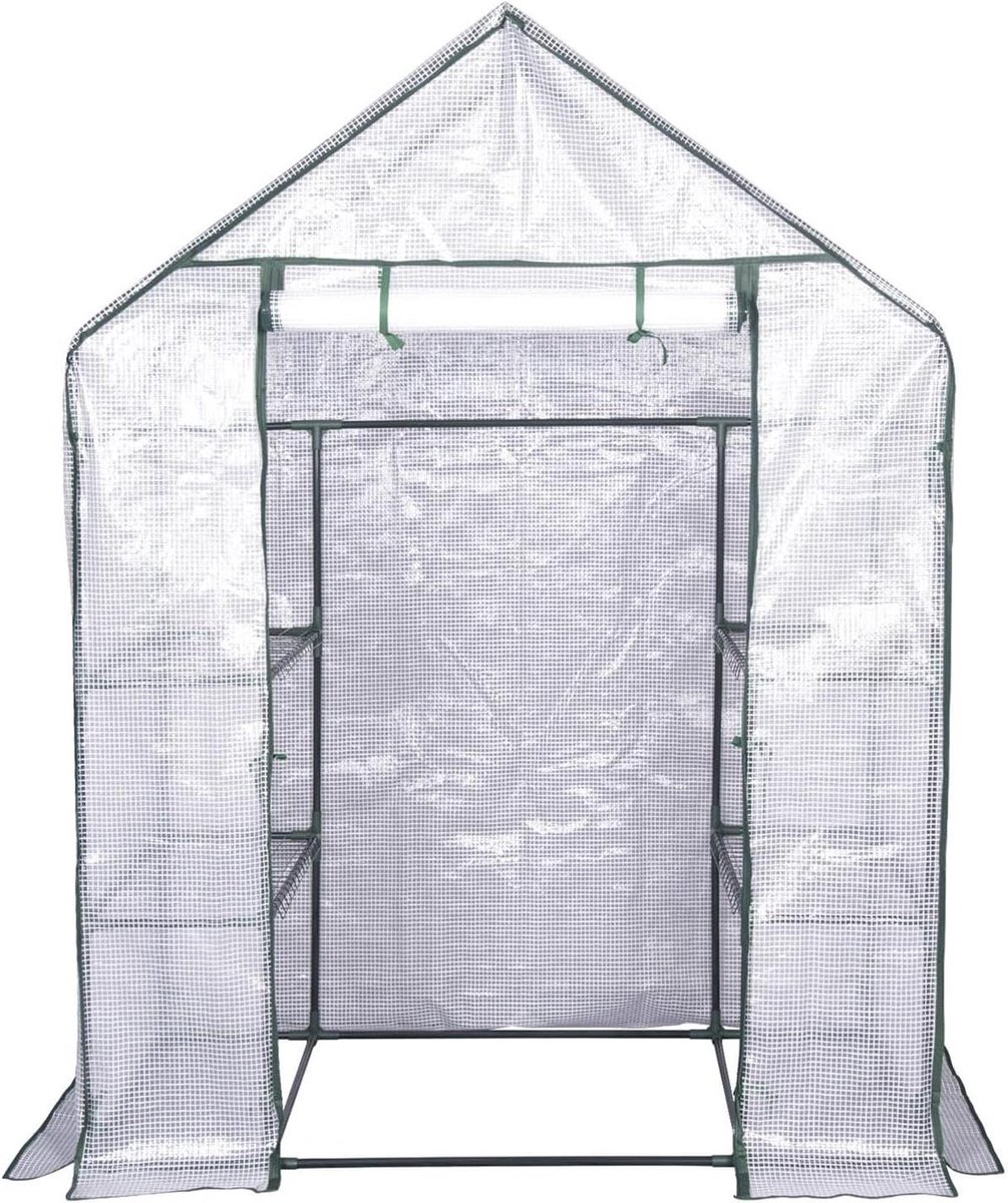 Grote tuinkas - Foliokas Kweekkas - Planten Kweken - 6 Niveaus - 143 x 73 x 195 cm - Wit