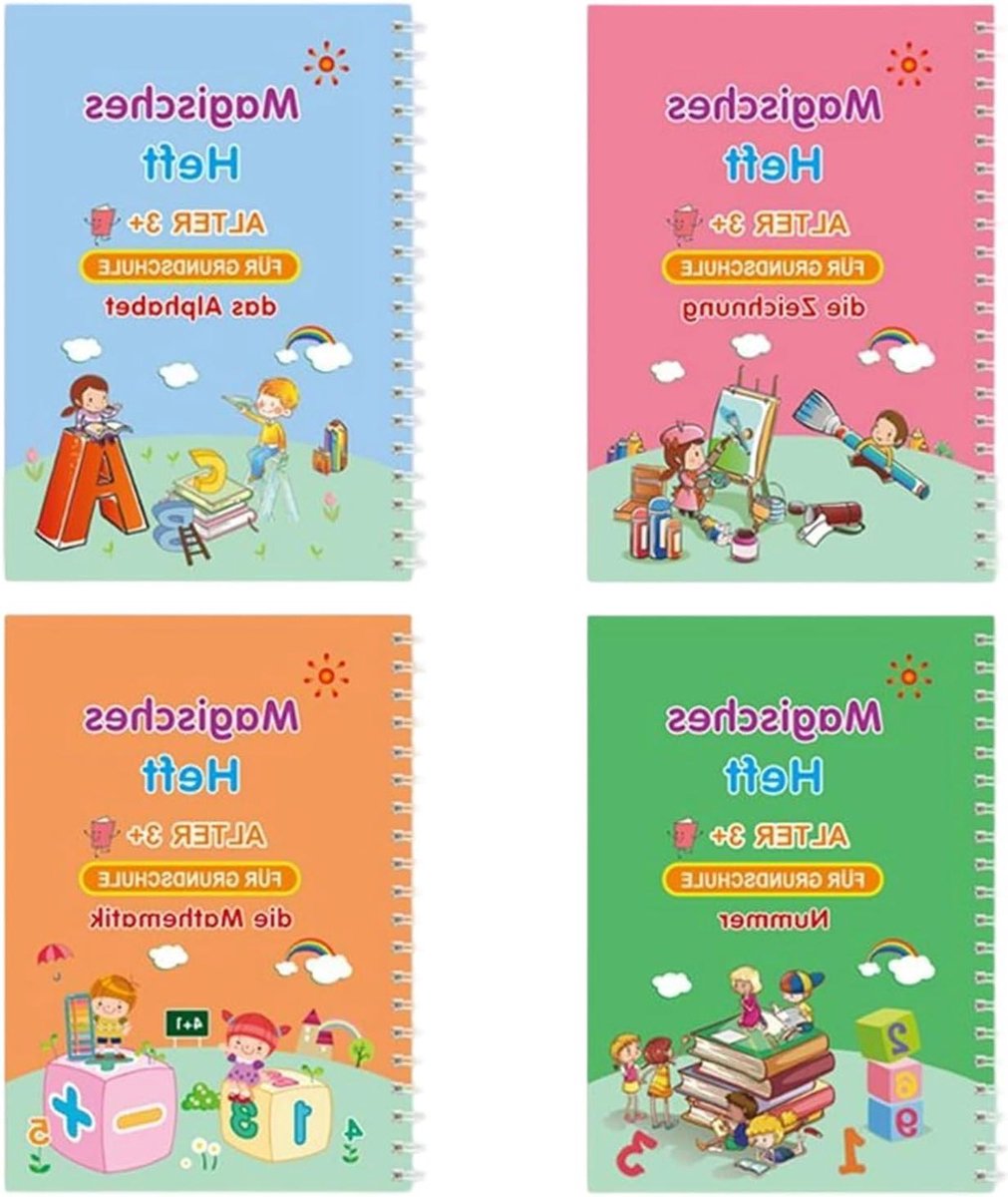 Magisch Schrijfboek - Herbruikbaar Werkboek - Handschrift Leren - Gegroefde Lettertracering - 132 cm - Multicolor