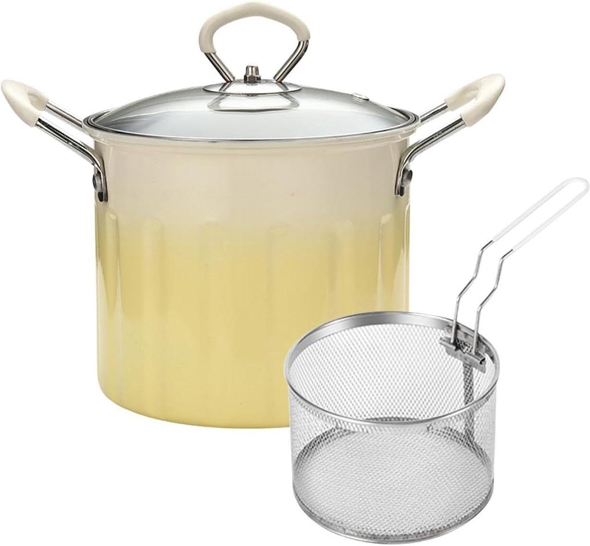 Compacte Frituurpan - Kleine Frituurpan Met Mandje - Thuis Frituren - Snelle Gelijkmatige Verhitting - 3L Inhoud - Zilver