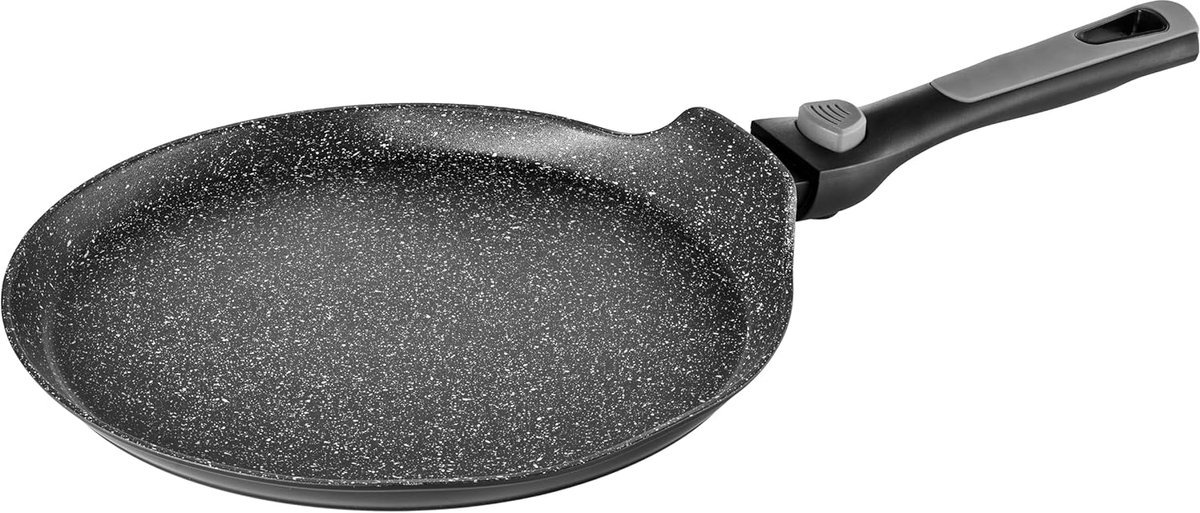 Excellence - PCUI002008 - crêpes-pan van smeed-aluminium Pierra Ø20cm - Antiaanbaklaag in steenlook - Afneembare handgreep - Alle warmtebronnen, inductie