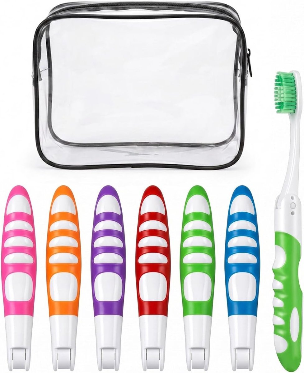 Opvouwbare reistandenborstels met mini-etui - Zacht en compact voor kamperen, reizen en gezinnen