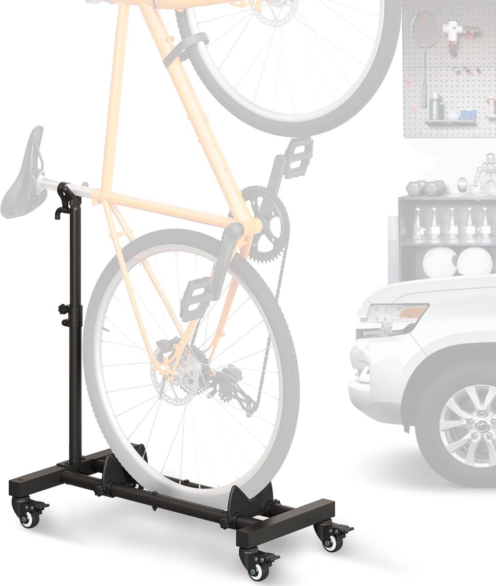 Fietsstandaard verticale indoor - instelbare hoogte - voor fietsen tot 29 inch - vrijstaand voor garage en woning - SnelShoppen