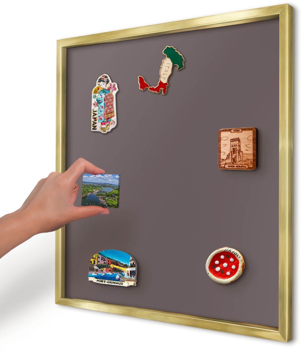 Artprintcave Bruin Magneetbord mit Gouden Frame - 50x50 cm - Vervaagd Bruin Magnetisch Bord Voor Magneten - Minimalist Magneetbord Voor Keuken - Achtergronden En Patronen