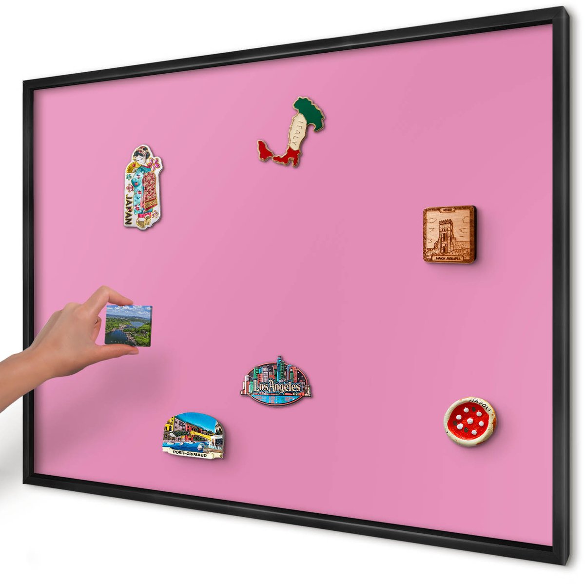 Artprintcave Roze Magneetbord mit Zwart Frame - 100x70 cm - Koel Roze Magneetbord Voor Foto's - Minimalist Magneetbord Voor Keuken - Achtergronden En Patronen
