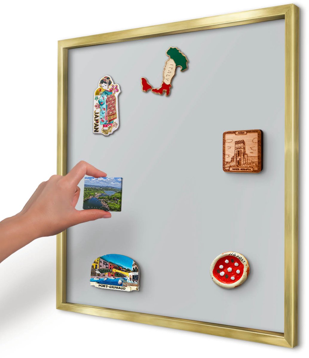 Artprintcave Grijs Magneetbord mit Gouden Frame - 50x50 cm - Lichtgrijs Magnetisch Bord Voor Magneten - Minimalist Bord Voor Magneten - Achtergronden En Patronen