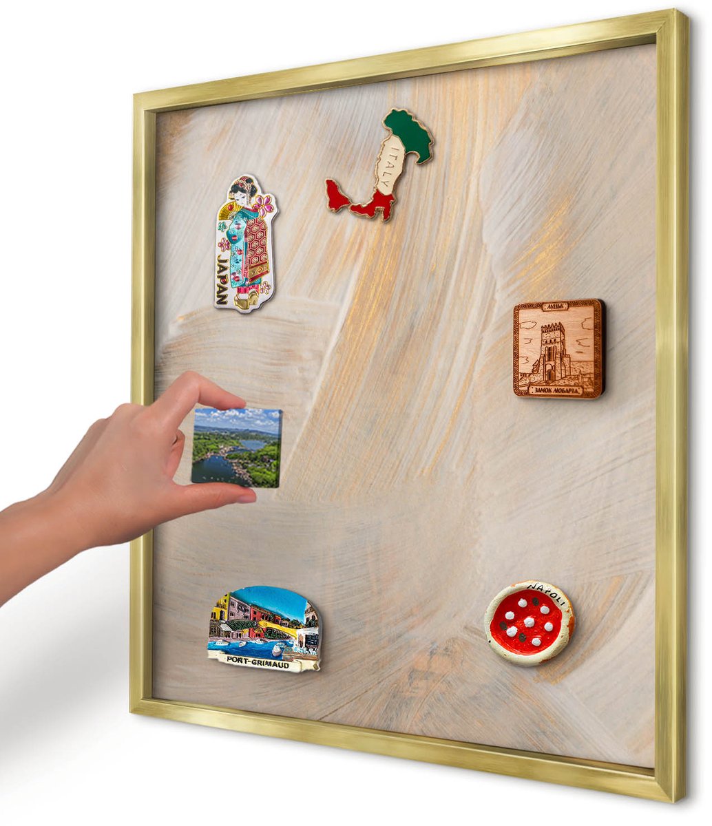 Artprintcave Romig Magneetbord mit Gouden Frame - 50x50 cm - Elegante Abstractie Magnetische Organizer - Abstract Bord Voor Magneten - Abstractie