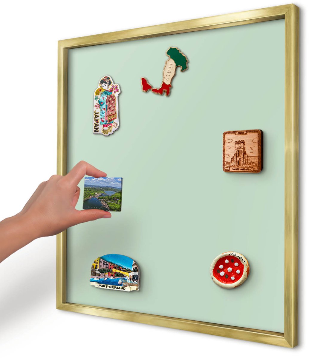 Artprintcave Groente Magneetbord mit Gouden Frame - 50x50 cm - Mintgroen Magneet Bord mit Frame - Minimalist Magneetbord Voor Keuken - Achtergronden En Patronen