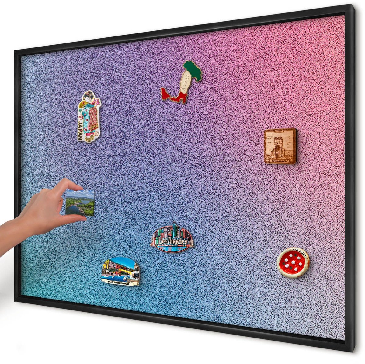 Artprintcave Paars Magneetbord mit Zwart Frame - 100x70 cm - Kleurrijk Verloop Memobord Keuken - Abstract Bord Voor Magneten - Abstractie