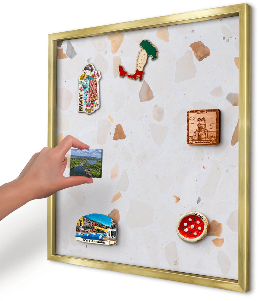 Artprintcave Wit Magneetbord mit Gouden Frame - 50x50 cm - Warm Mozaïek Magnetisch Bord Voor Magneten - Modern Magneetbord Voor Foto's - Teksten