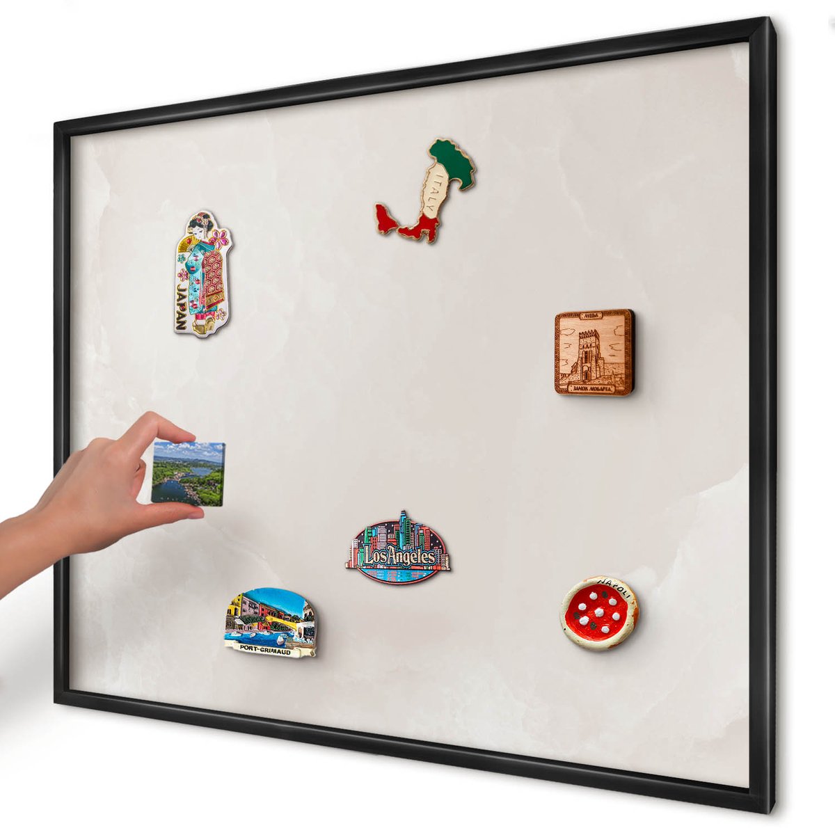Artprintcave Beige Magneetbord mit Zwart Frame - 80x60 cm - Romige Textuur Magneetbord Voor Foto's - Minimalist Magneet Bord mit Frame - Texturen