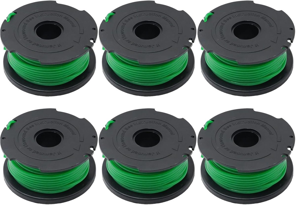 6 Pack A6482 Trimmer Spoel Lijnen, Groene Strimmer Spool Line, Vervanging voor Black Decker String Trimmer Grastrimmer Grastrimmer GL7033 GL8033 GL9035