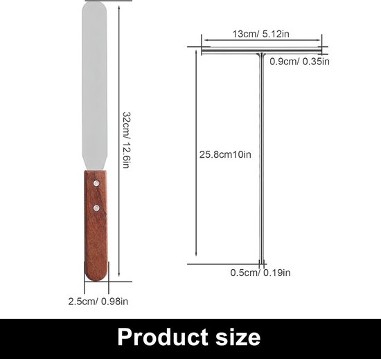 Crêpeverdeler, T-vormig hoekpalet taart, 32 cm houten handvat — afbeelding 5