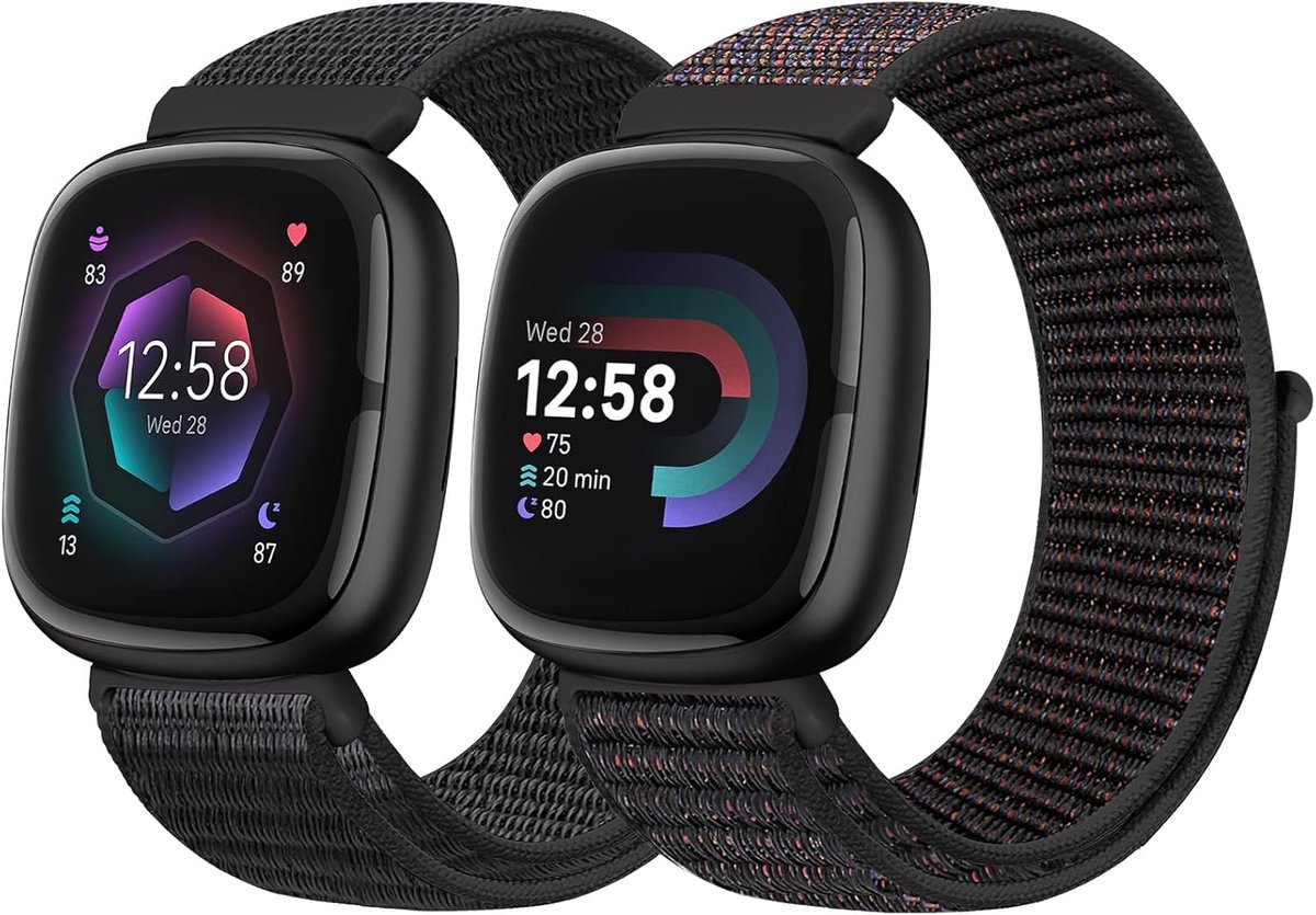 Nylon armband, compatibel met Fitbit Versa 4/Fitbit Sense 2/Fitbit