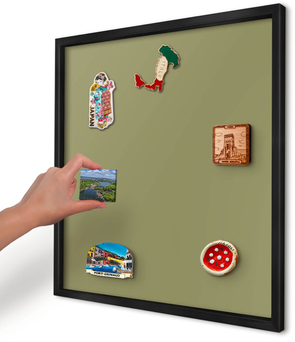 Artprintcave Geel Magneetbord mit Zwart Frame - 50x50 cm - Groen Gras Magneetbord Voor Keuken - Minimalist Magneet Bord mit Frame - Achtergronden En Patronen
