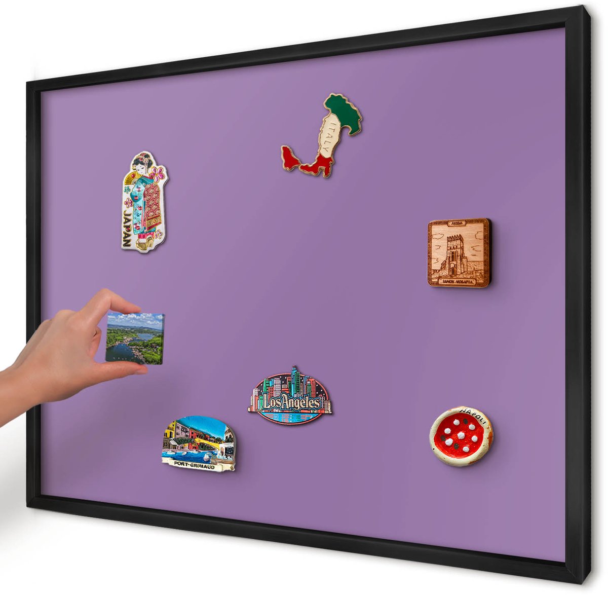 Artprintcave Paars Magneetbord mit Zwart Frame - 70x50 cm - Violet Magnetisch Bord - Minimalist Magneetbord Voor Keuken - Achtergronden En Patronen