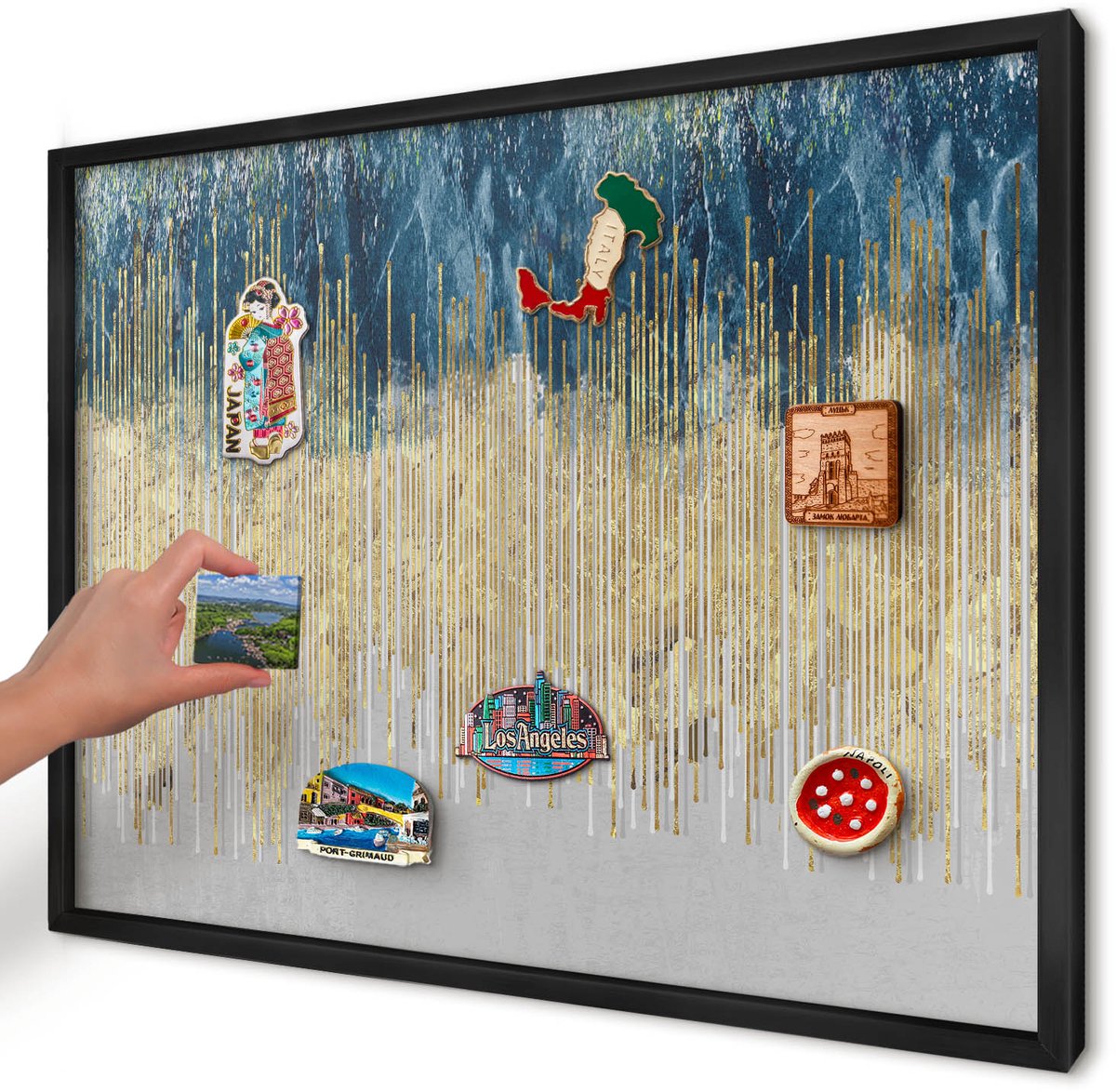 Artprintcave Marine Magneetbord mit Zwart Frame - 70x50 cm - Abstracte Bos Magnetisch Bord Voor Magneten - Abstract Notitiebord - Abstractie