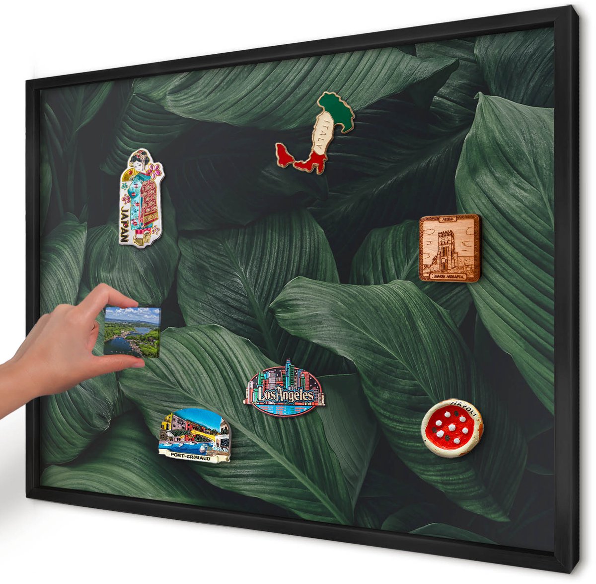 Artprintcave Groente Magneetbord mit Zwart Frame - 70x50 cm - Het Groen Van De Natuur Magnetisch Bord Voor Magneten - Fotografisch Magneet Bord mit Frame - Bloemen En Planten