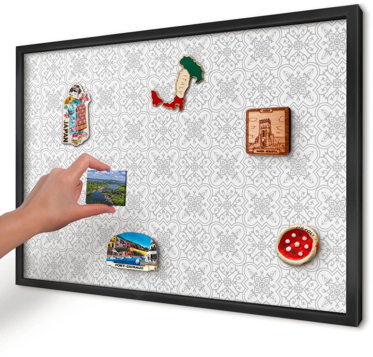 Artprintcave Wit Magneetbord mit Zwart Frame - 60x40 cm - Geometrische Symmetrie Magnetisch Bord Voor Magneten - Minimalist Bord Voor Magneten - Achtergronden En Patronen