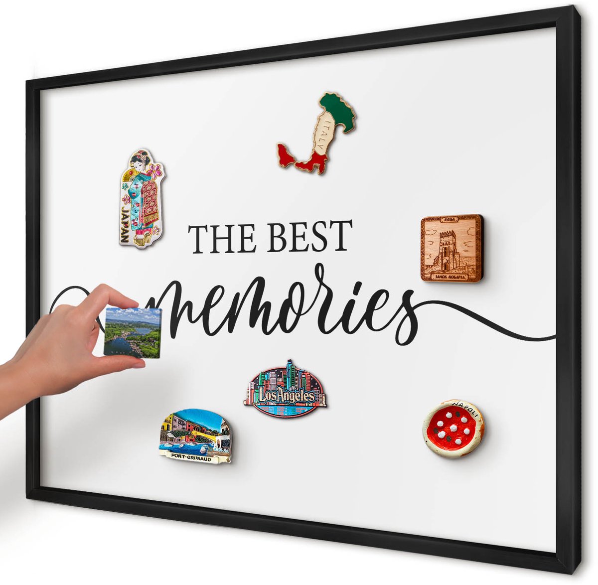 Artprintcave Wit Magneetbord mit Zwart Frame - 70x50 cm - Inspirerende Herinneringen Magnetisch Bord Voor Magneten - Typografisch Magneetbord Voor Foto's - Teksten