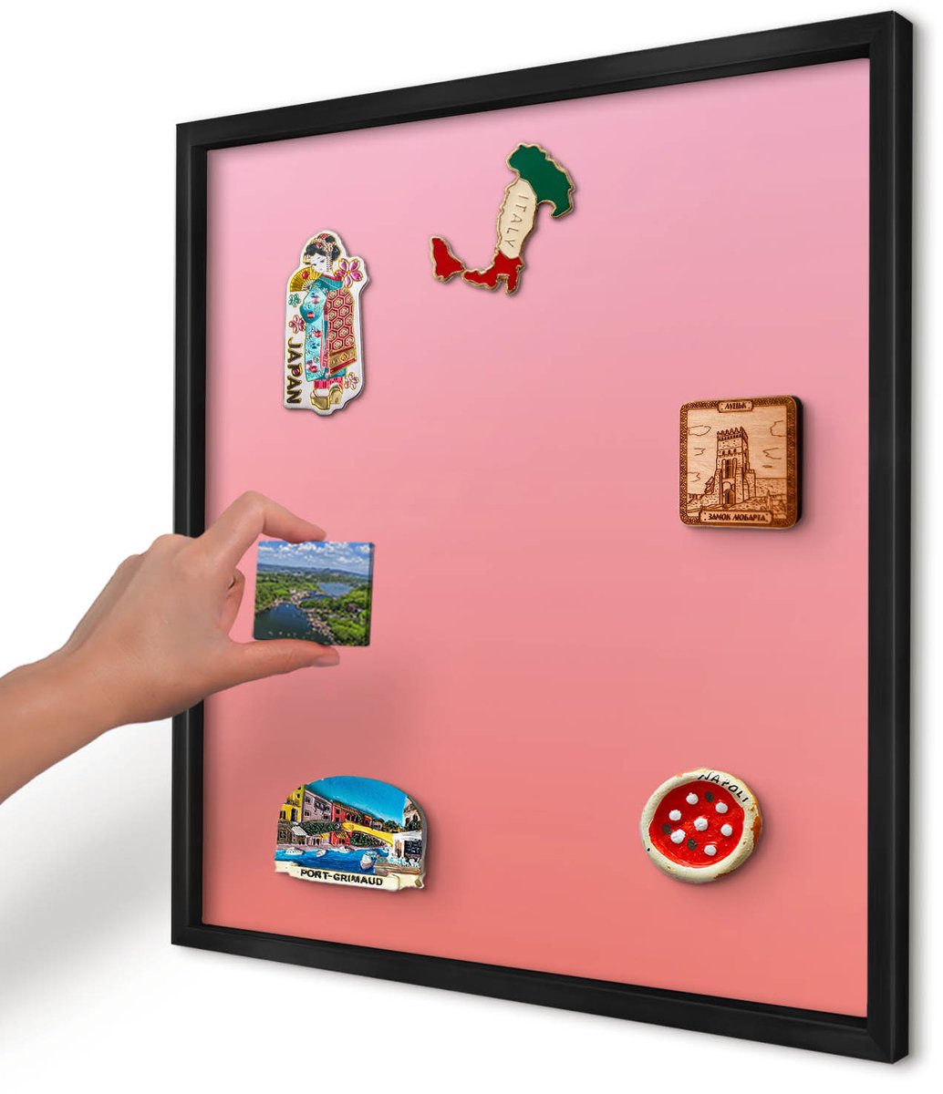 Artprintcave Roze Magneetbord mit Zwart Frame - 50x50 cm - Roze Oranje Magneetbord Voor Keuken - Minimalist Magneet Bord mit Frame - Achtergronden En Patronen