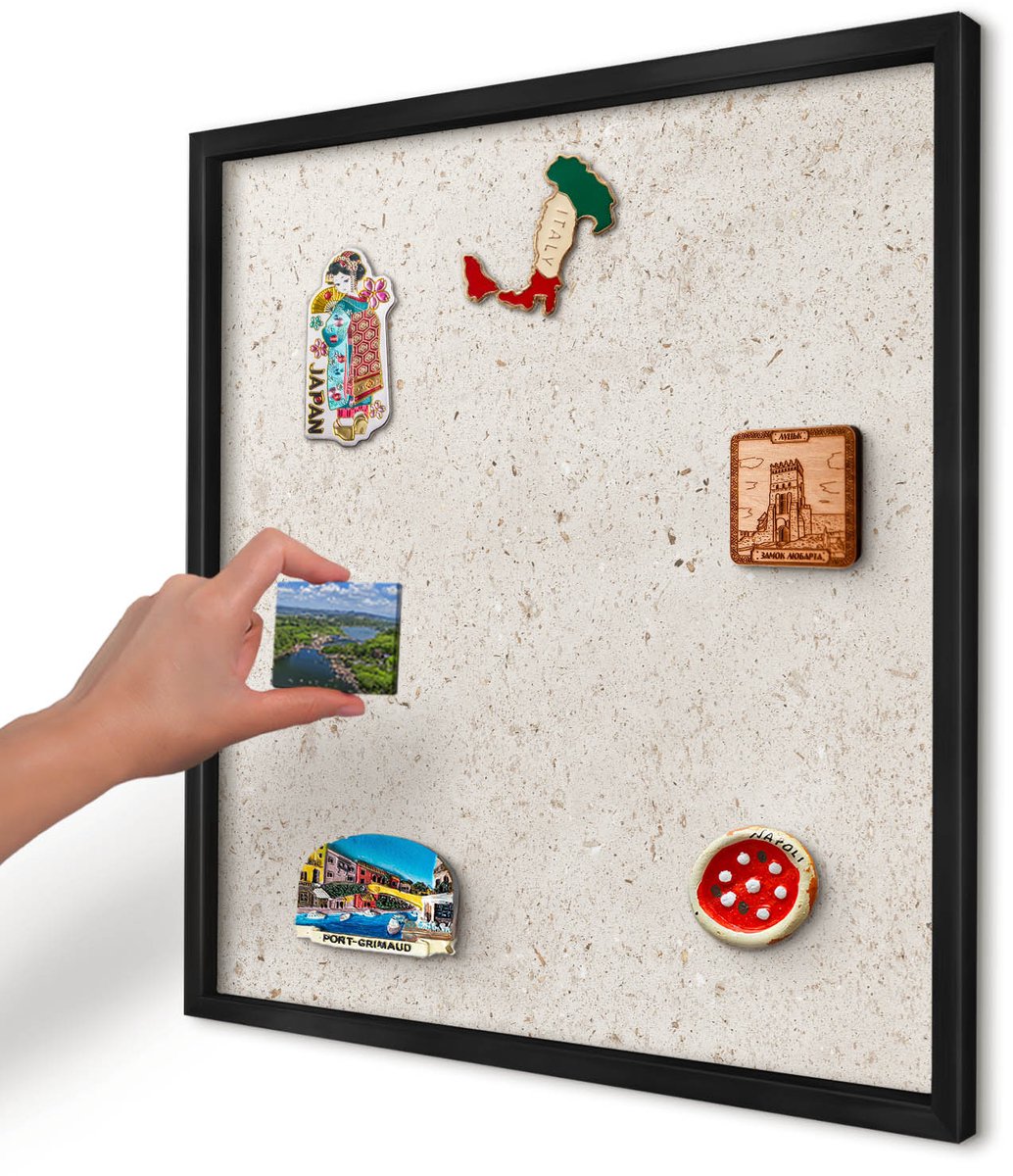 Artprintcave Beige Magneetbord mit Zwart Frame - 50x50 cm - Fijne Achtergrond Wandbord Magnetisch - Minimalist Bord Voor Magneten - Texturen