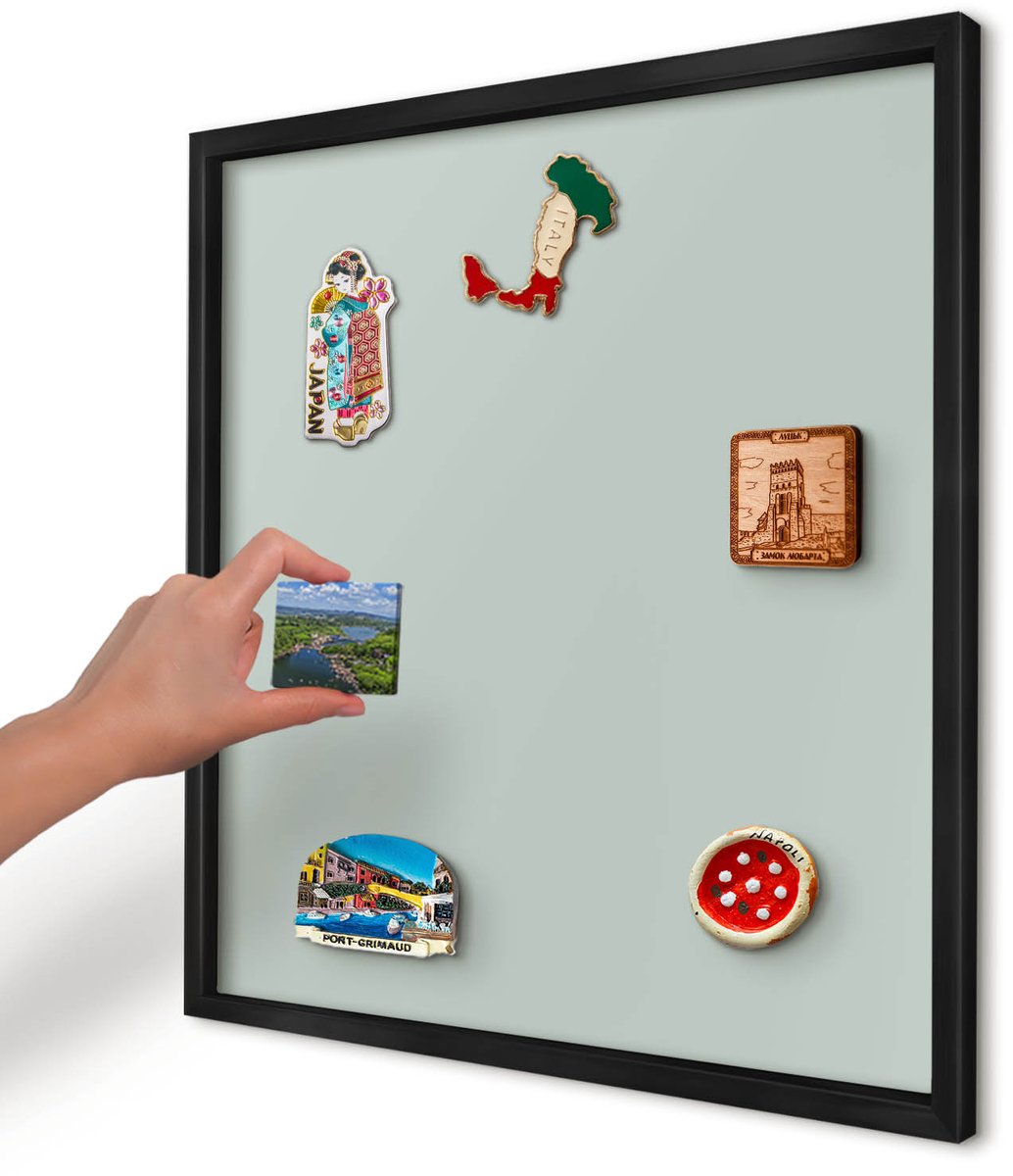 Artprintcave Groente Magneetbord mit Zwart Frame - 50x50 cm - Lichte Munt Wandbord Magnetisch - Minimalist Magnetisch Bord Voor Magneten - Achtergronden En Patronen