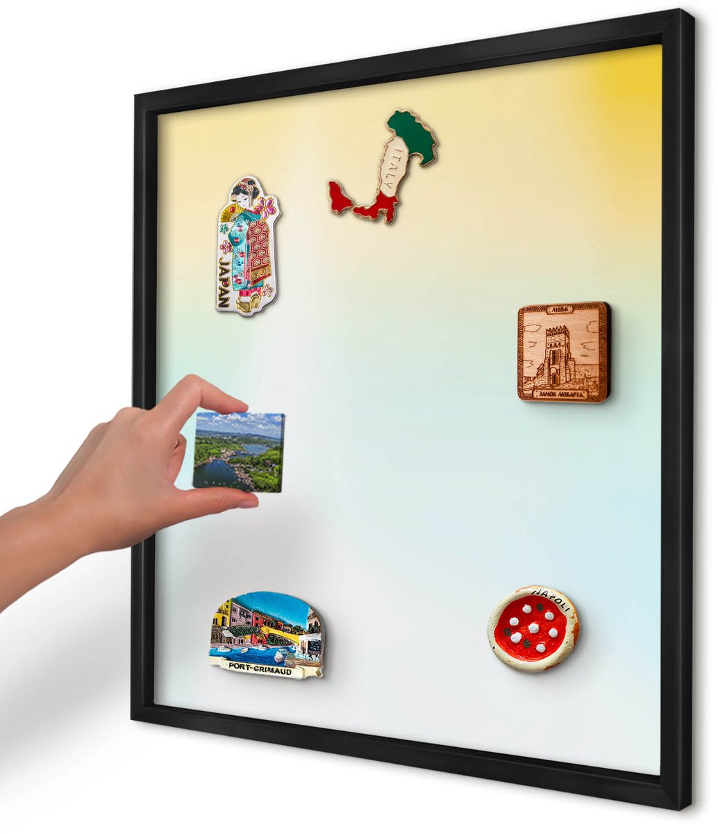 Artprintcave Geel Magneetbord mit Zwart Frame - 50x50 cm - Pastel Ontspanning Magneetbord Voor Keuken - Abstract Magneetbord Voor Foto's - Achtergronden En Patronen