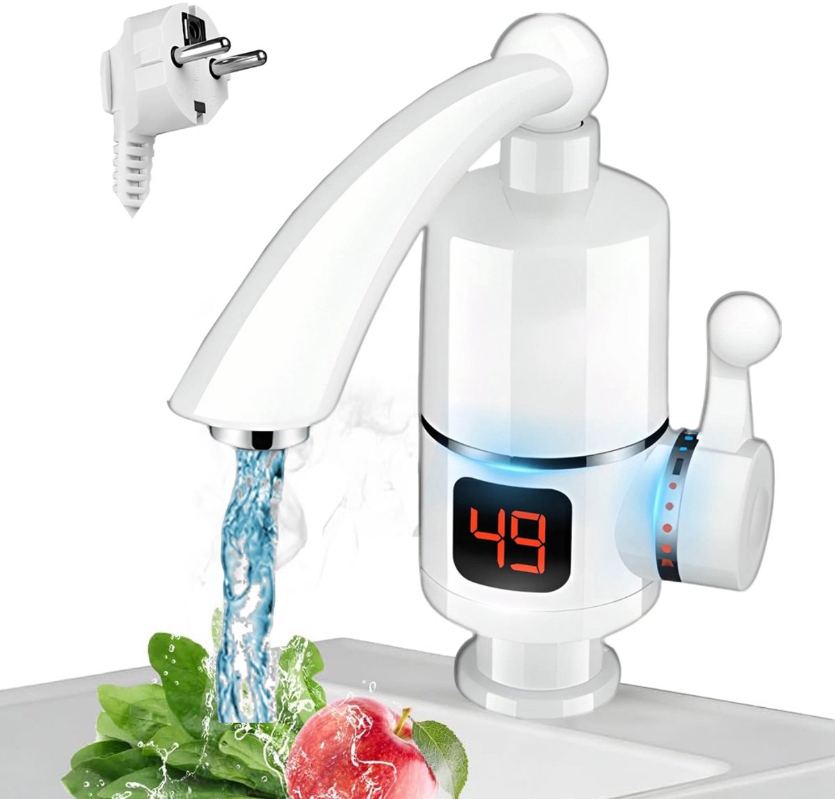 Mengkraan - Directe Elektrische Warmwaterkraan - Warmwaterkraan In De Keuken - Verwarmingskraan - Met Led-Display